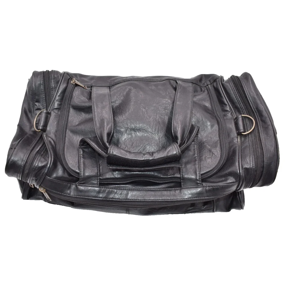 CONVERSE Gym Duffle Bag - Black Faux Leather w/Crossbody Strap - 19x10x10